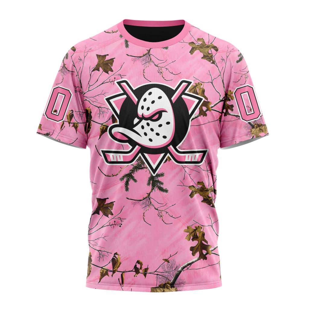 Buildercar - Anaheim Ducks Special Realtree Pink Camouflage Design 01 Personalized Name And Number T-Shirt