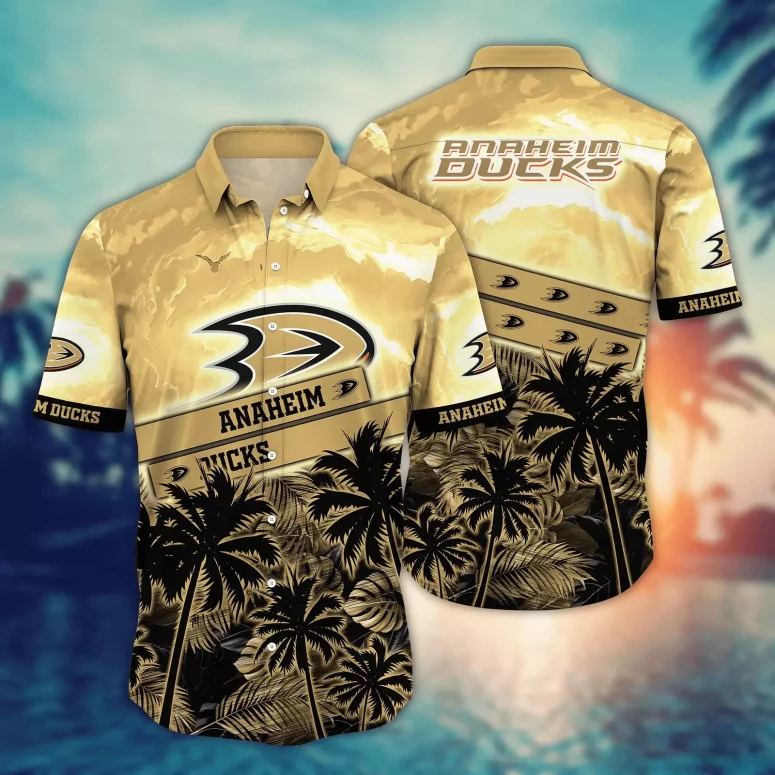 Buildercar - Anaheim Ducks Sunset Palms Hawaiian Shirt