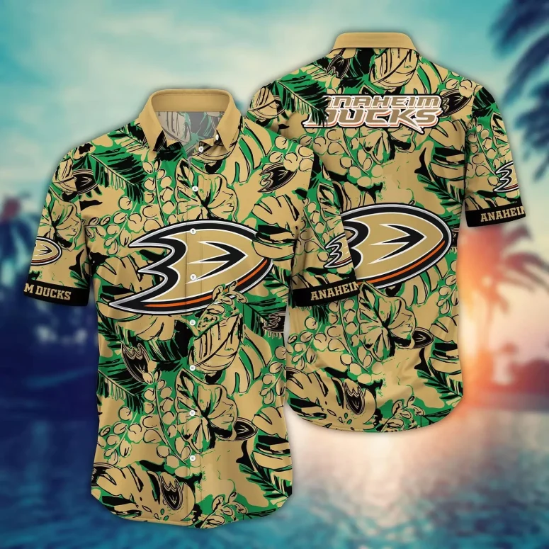 Buildercar - Anaheim Ducks Tropical Jungle Hawaiian Shirt