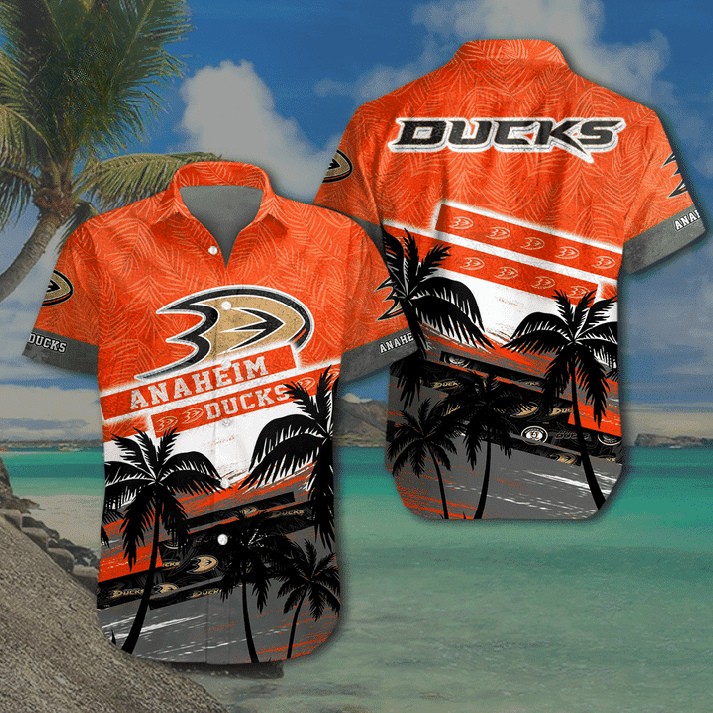 Buildercar - Anaheim Ducks Tropical Palm Breeze Hawaiian Shirt