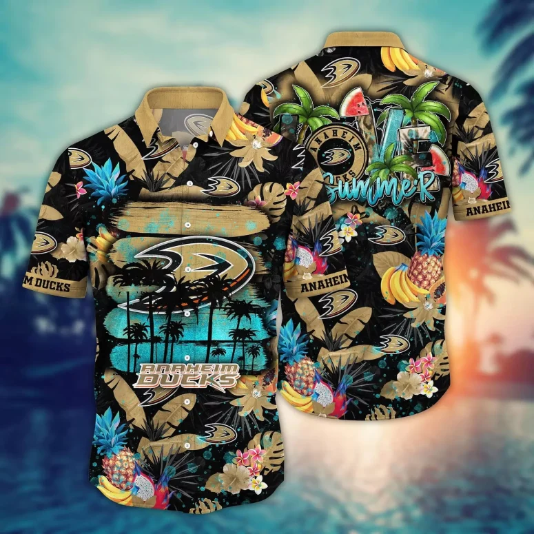 Buildercar - Anaheim Ducks Tropical Summer Hawaiian Shirt