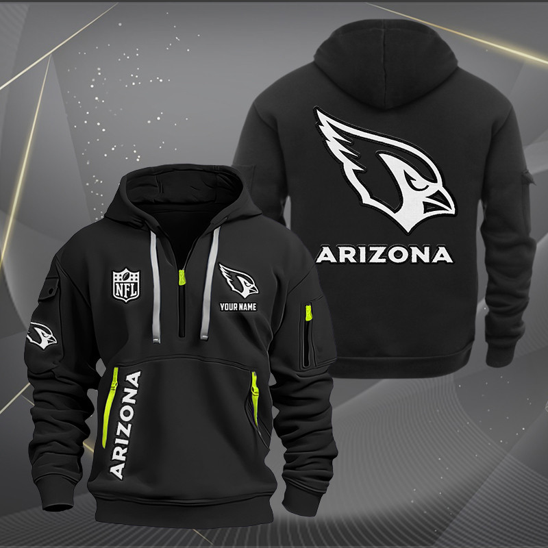 Buildercar - Arizona Cardinals White Logo NFL Quarter Zip Hoodie