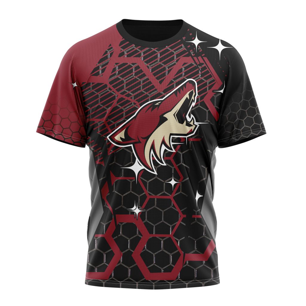 Buildercar - Arizona Coyotes Design With MotoCross Syle Personalized Name And Number T-Shirt