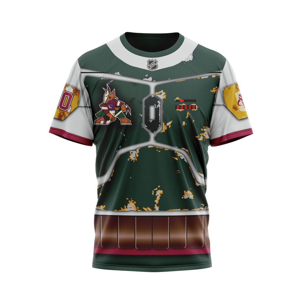 Buildercar - Arizona Coyotes feat Boba Fett's Armor Design For Star Wars Fourth Of July Personalized Name And Number T-Shirt