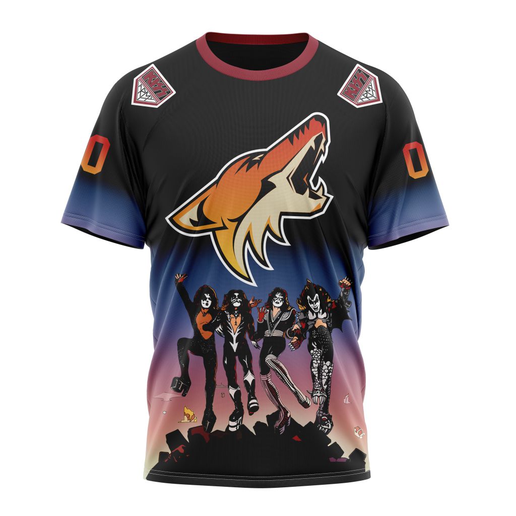 Buildercar - Arizona Coyotes feat KISS band Band Design Personalized Name And Number T-Shirt