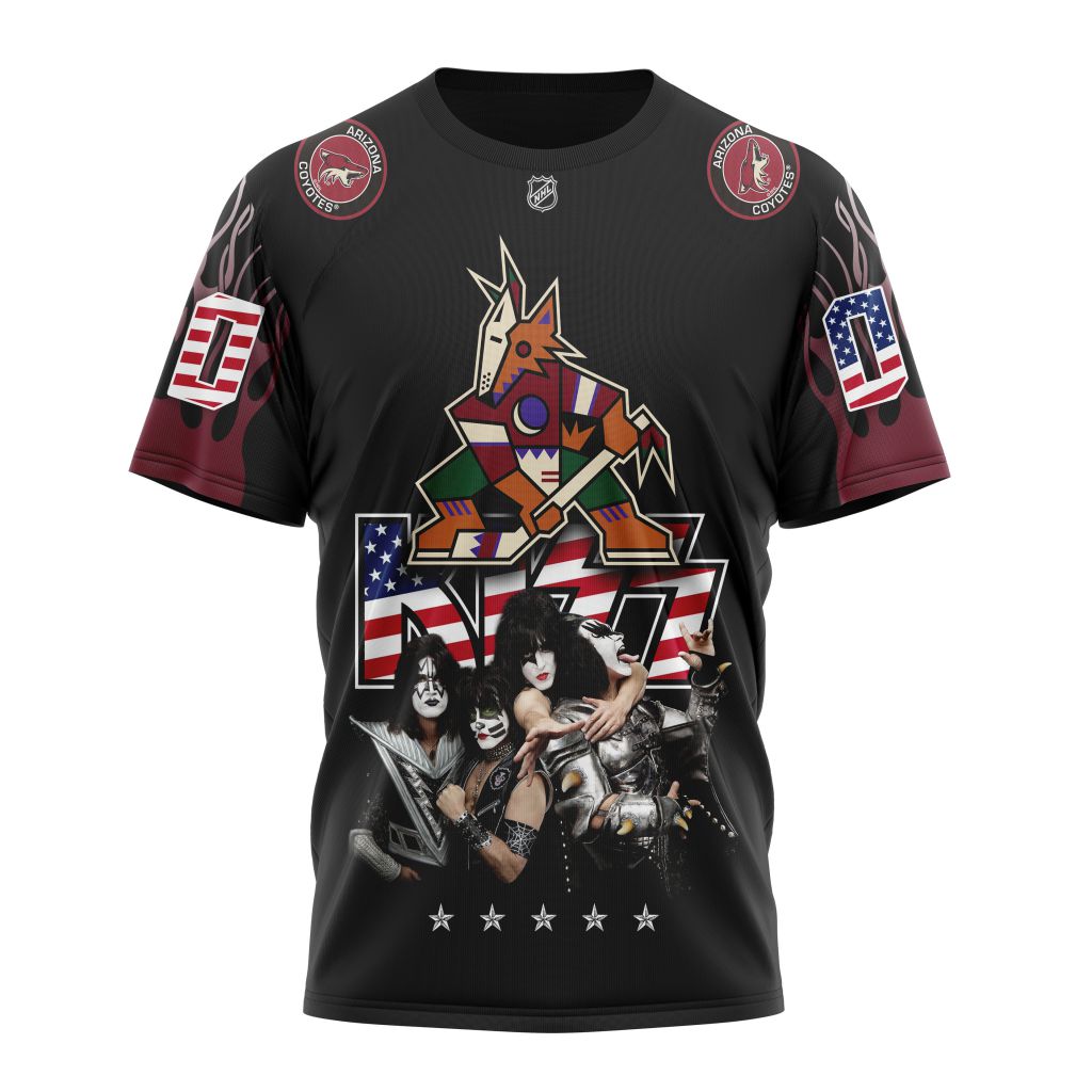 Buildercar - Arizona Coyotes feat KISS band Design Personalized Name And Number T-Shirt