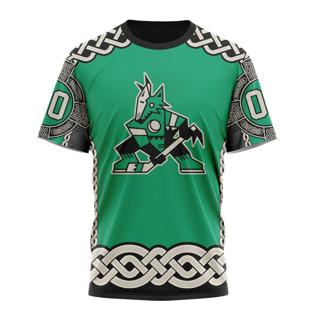 Buildercar - Arizona Coyotes For St.Patrick's Day Personalized Name And Number T-Shirt