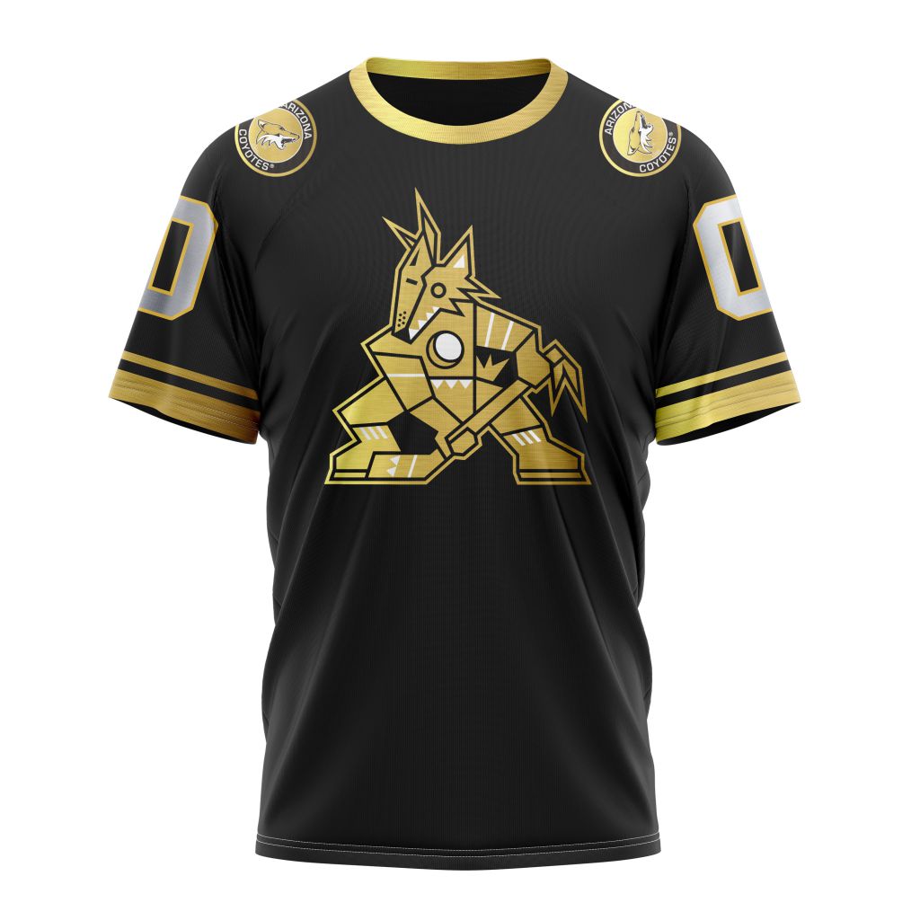 Buildercar - Arizona Coyotes Special Black And Gold Design 01 Personalized Name And Number T-Shirt