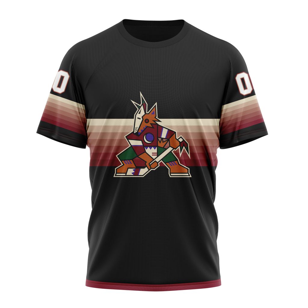 Buildercar - Arizona Coyotes Special Black And Gradient Design Personalized Name And Number T-Shirt