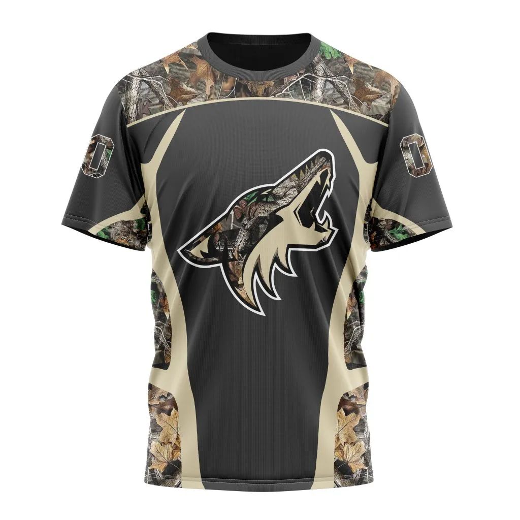Buildercar - Arizona Coyotes Special Camo Hunting Design Personalized Name And Number T-Shirt