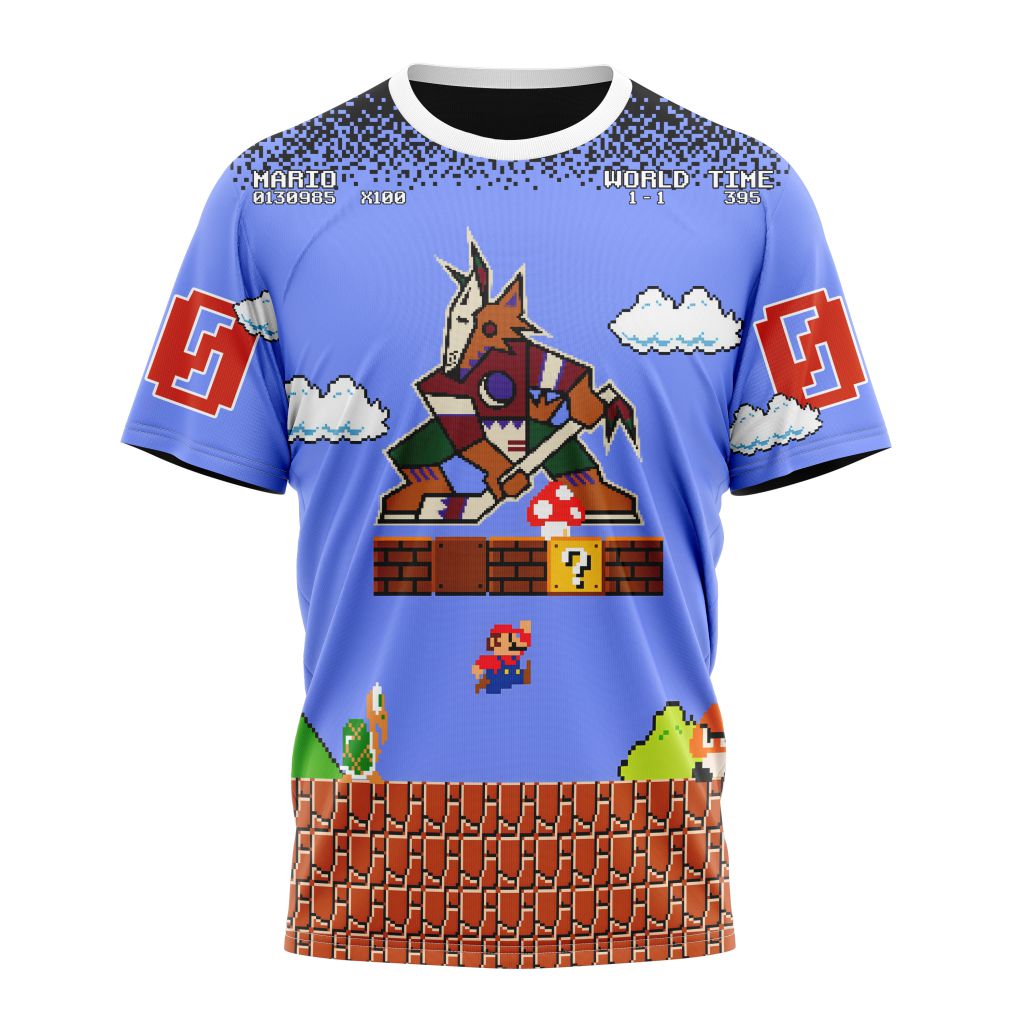 Buildercar - Arizona Coyotes Special Kits With Super Mario Game Design Personalized Name And Number T-Shirt