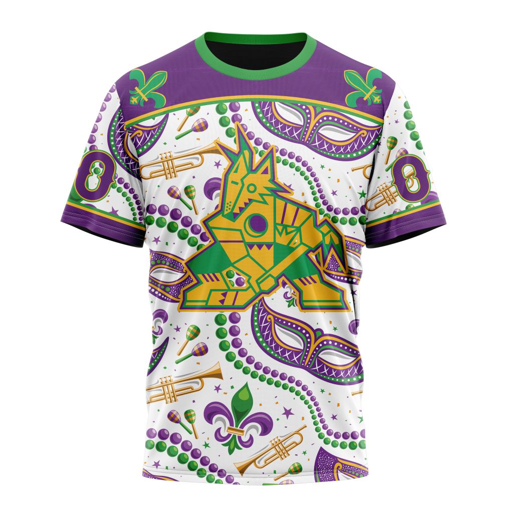 Buildercar - Arizona Coyotes Special Mardi Gras Design 01 Personalized Name And Number T-Shirt