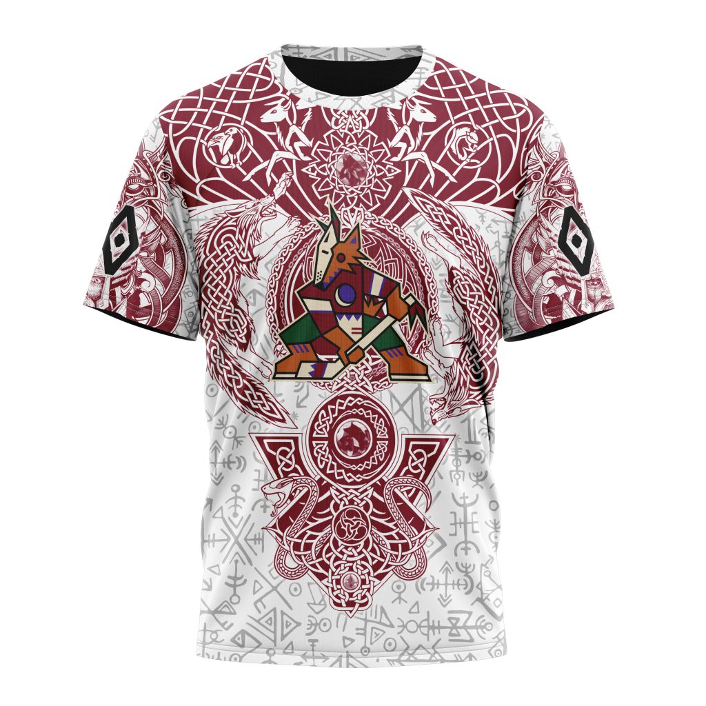 Buildercar - Arizona Coyotes Special Norse Viking Symbols Personalized Name And Number T-Shirt