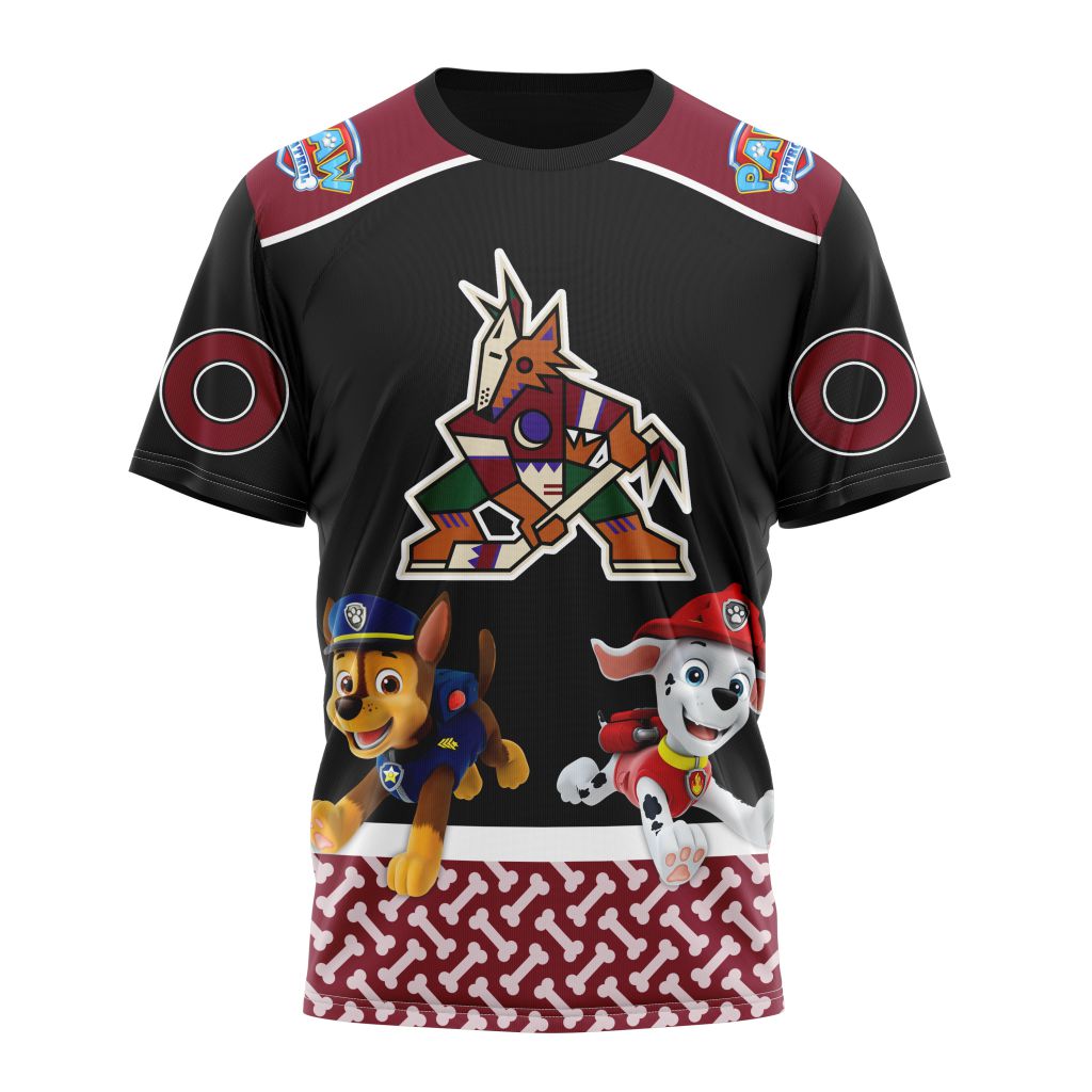 Buildercar - Arizona Coyotes Special Paw Patrol Design Personalized Name And Number T-Shirt