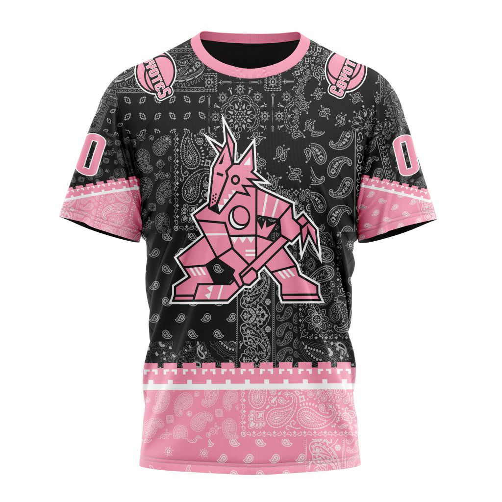 Buildercar - Arizona Coyotes Special Pink Paisley Design 01 Personalized Name And Number T-Shirt