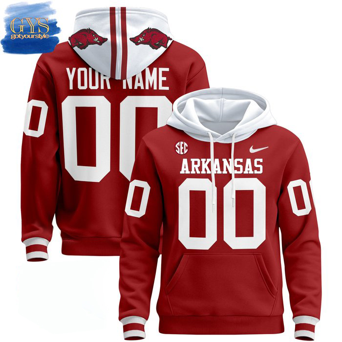 Buildercar - Arkansas Razorbacks 2024 Custom name and Number Pullover Hoodie