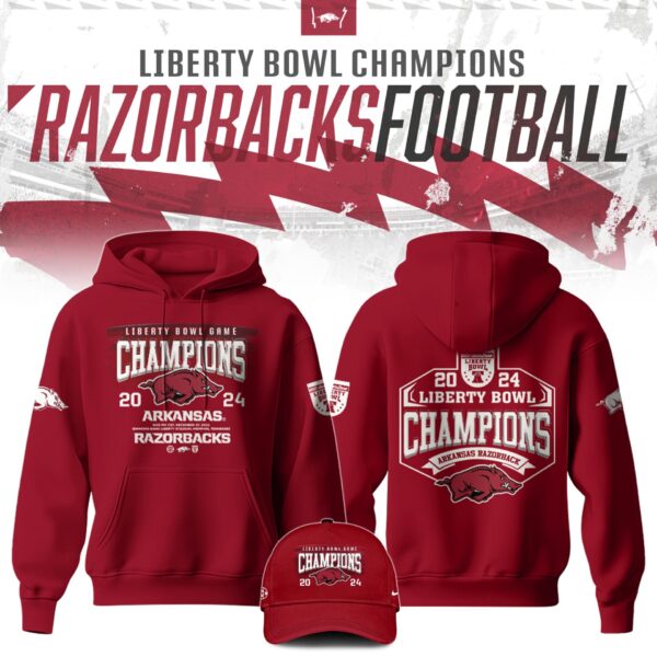Buildercar - Arkansas Razorbacks Liberty Bowl Champions Red NCAA Hoodie Tracksuit