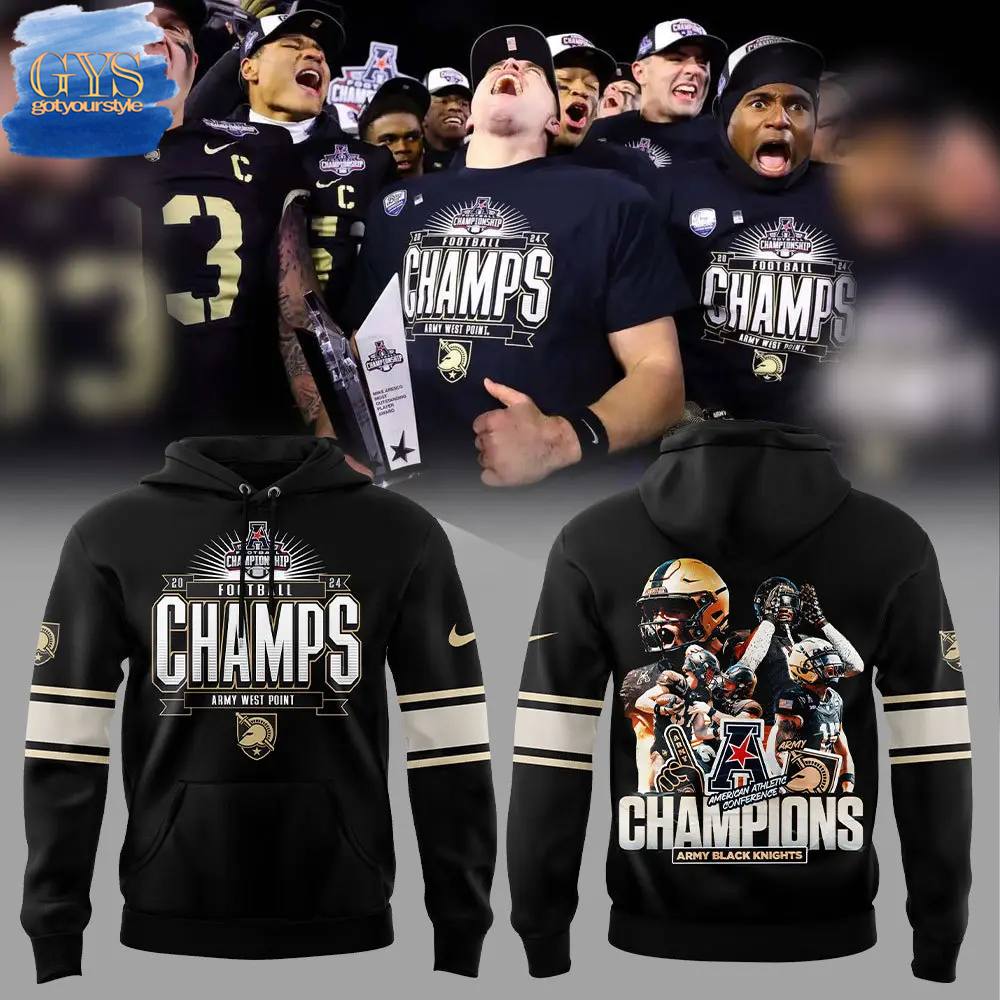 Buildercar - Army Black Knights 2024 AAC Football Conference Champions  Hoodie