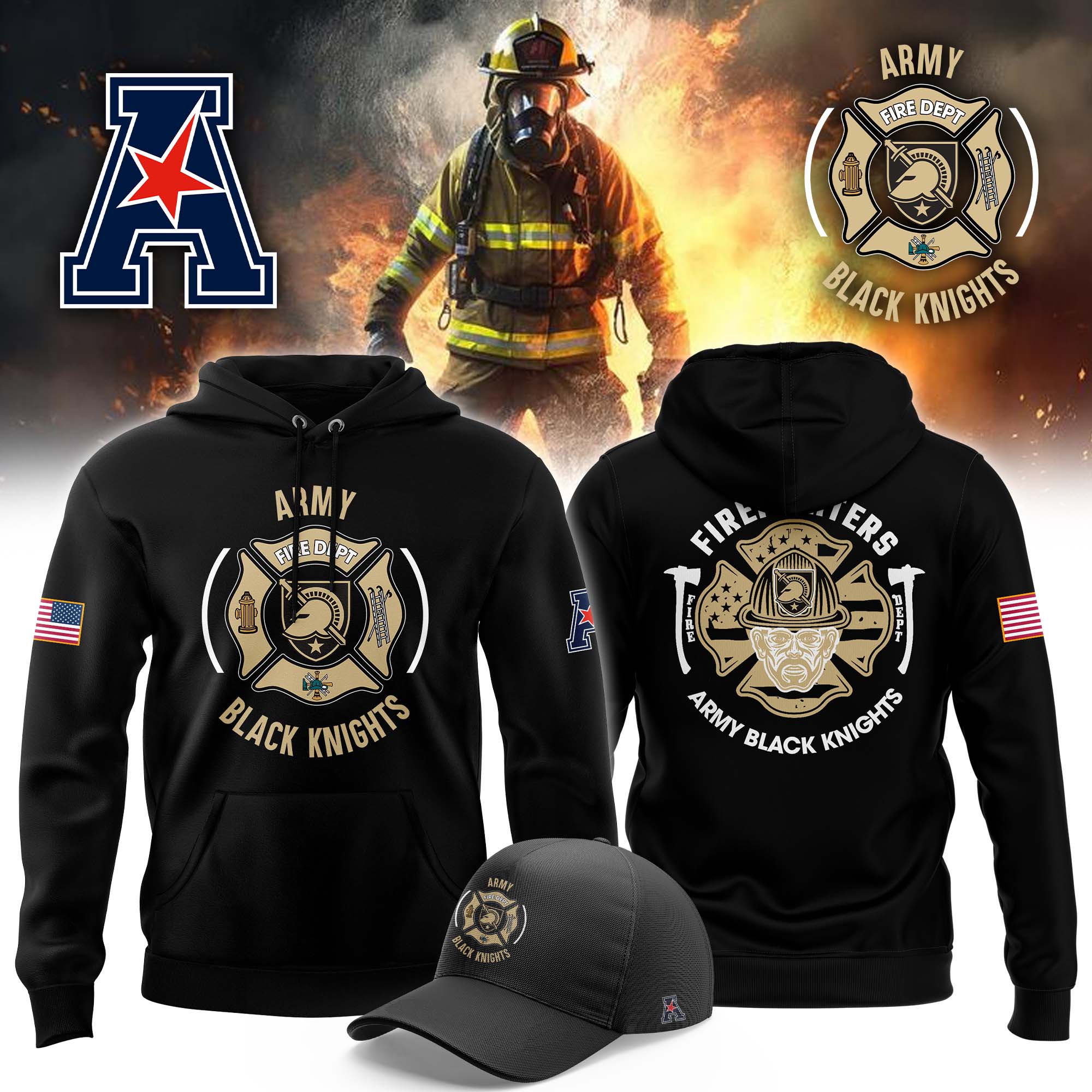 Buildercar - Army Black Knights Firefighter Appreciation Football NCAA Hoodie