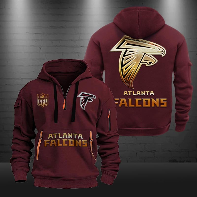 Buildercar - Atlanta Falcons Golden Logo NFL Quarter Zip Hoodie
