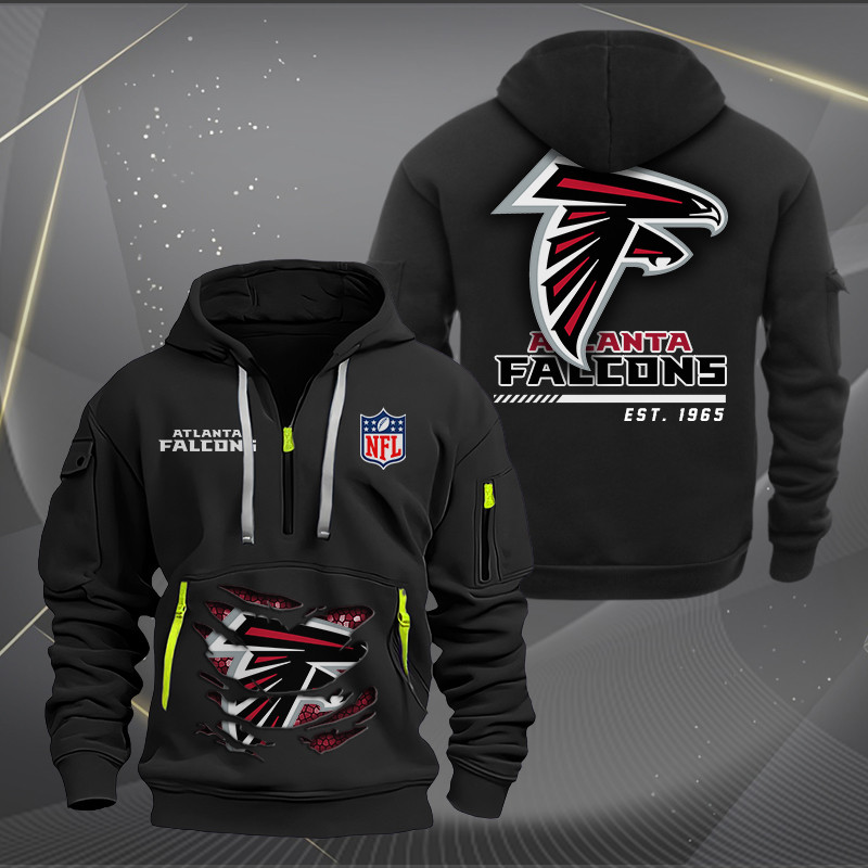 Buildercar - Atlanta Falcons Monster Scratch 2 Logo NFL Quarter Zip Hoodie