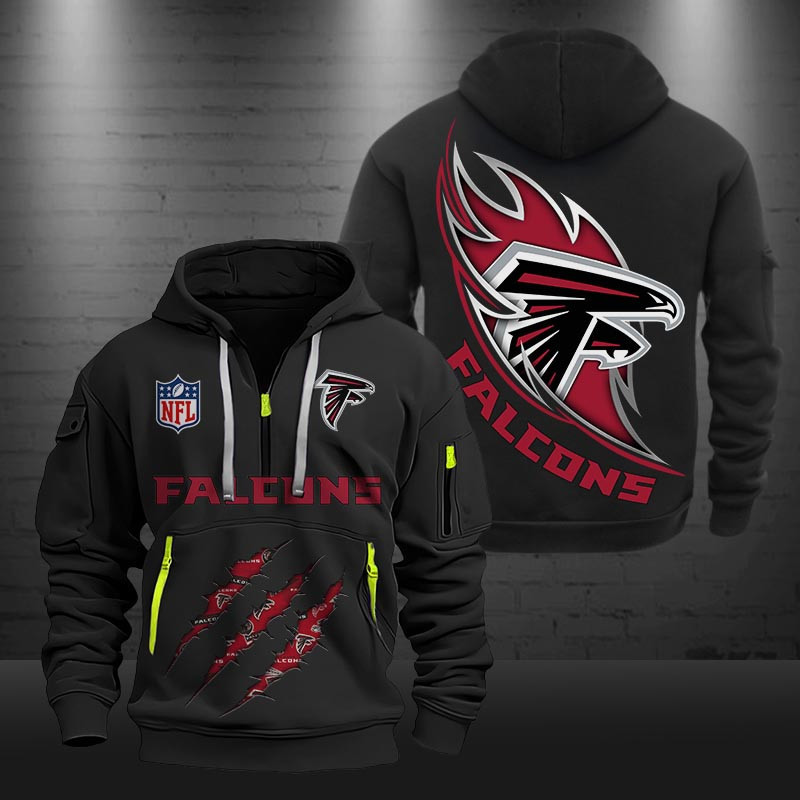 Buildercar - Atlanta Falcons Monster Scratch Logo NFL Quarter Zip Hoodie