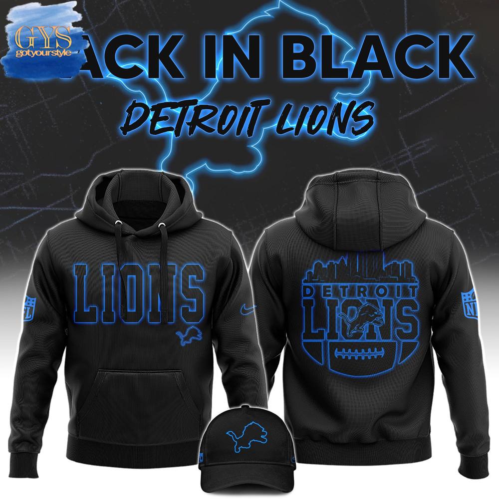 Buildercar - Back In Black Detroit Lions Hoodie