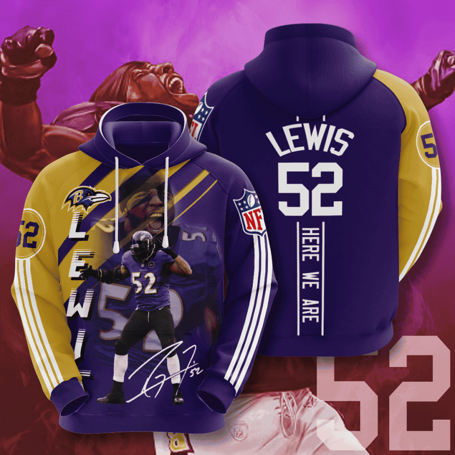 Buildercar - Baltimore Ravens 52 Lewis NFL Football Team Hoodie