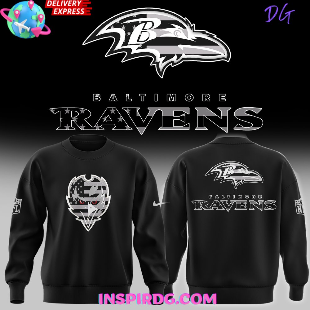 Buildercar - Baltimore Ravens American Pride Awesome Black Sweatshirt Hoodie