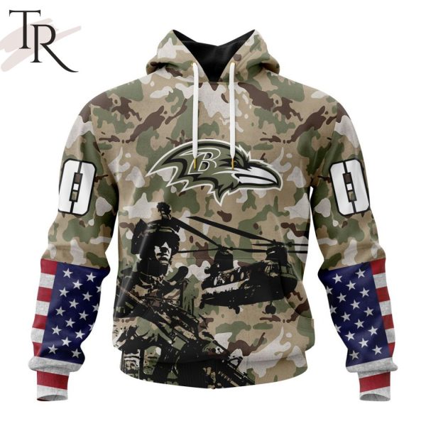 Buildercar - Baltimore Ravens Army Camo V2 NFL Football Team Hoodie