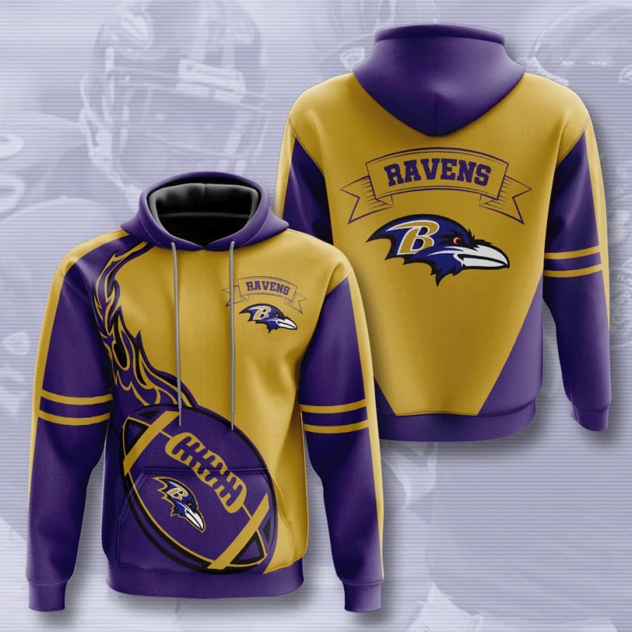 Buildercar - Baltimore Ravens Ball Fire V2 NFL Football Team Hoodie