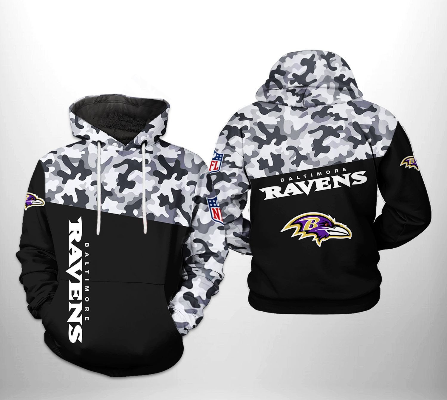 Buildercar - Baltimore Ravens Camo V1 NFL Football Team Hoodie
