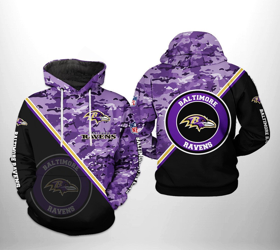 Buildercar - Baltimore Ravens Camo V2 NFL Football Team Hoodie