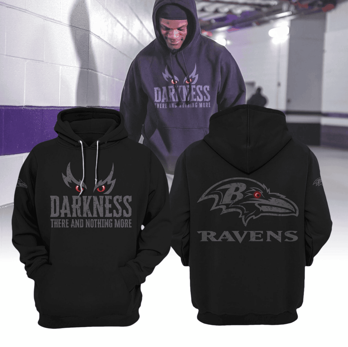 Buildercar - Baltimore Ravens Darkness NFL 3D Hoodie