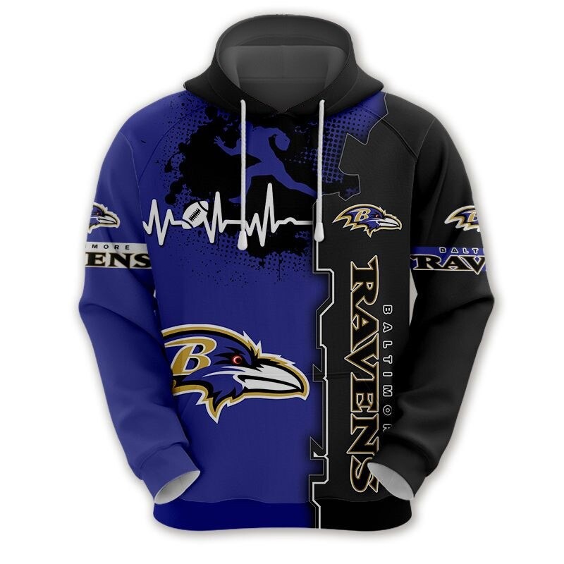 Buildercar - Baltimore Ravens Heart Beating NFL Football Team Hoodie