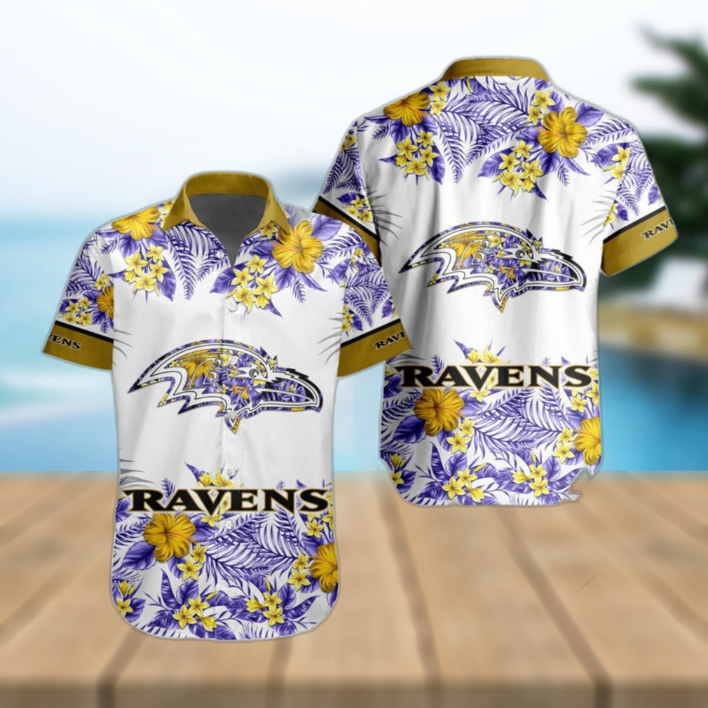 Buildercar - Baltimore Ravens Hibiscus NFL Football Team Hawaiian Shirt