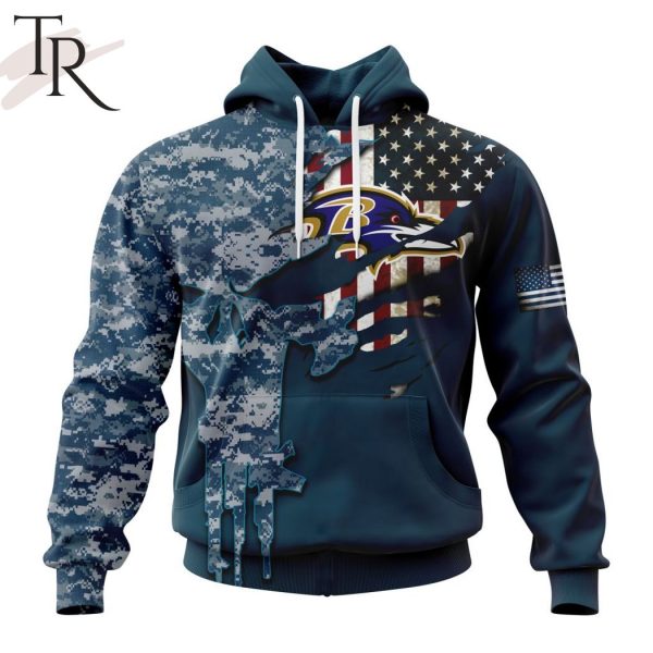 Buildercar - Baltimore Ravens Navy Camo V1 NFL Football Team Hoodie