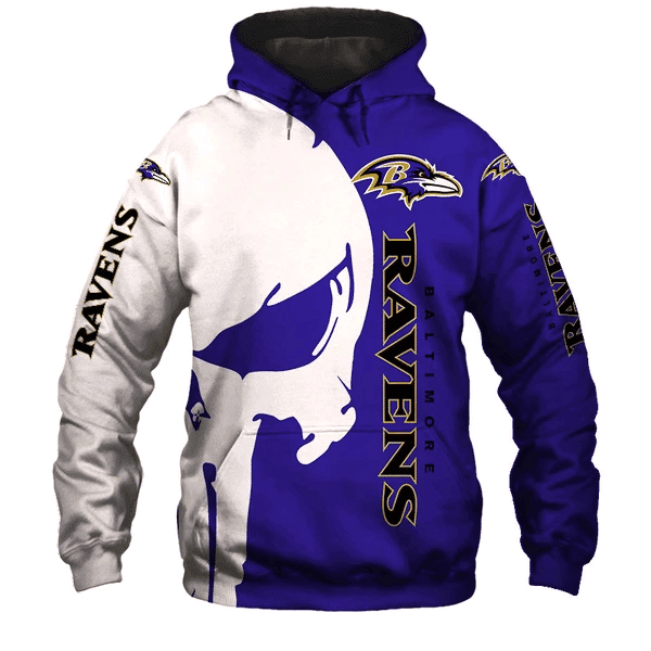 Buildercar - Baltimore Ravens Punisher NFL Unisex 3D Hoodie