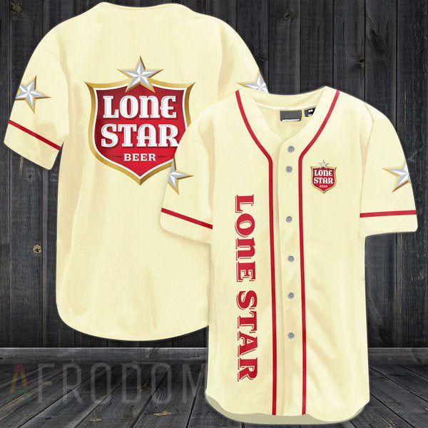 Buildercar - Beige Lone Star Beer Baseball Jersey