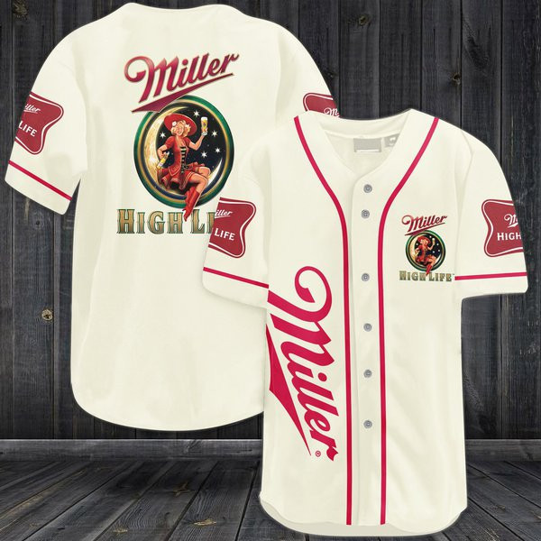 Buildercar - Beige Miller High Life Baseball Jersey