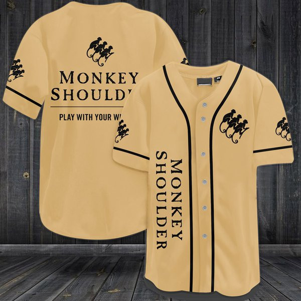 Buildercar - Beige Monkey Shoulder Whiskey Baseball Jersey