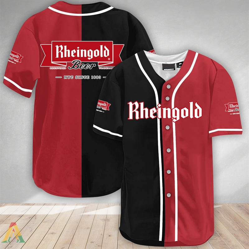 Buildercar - Black And Crimson Split Rheingold Beer Baseball Jersey