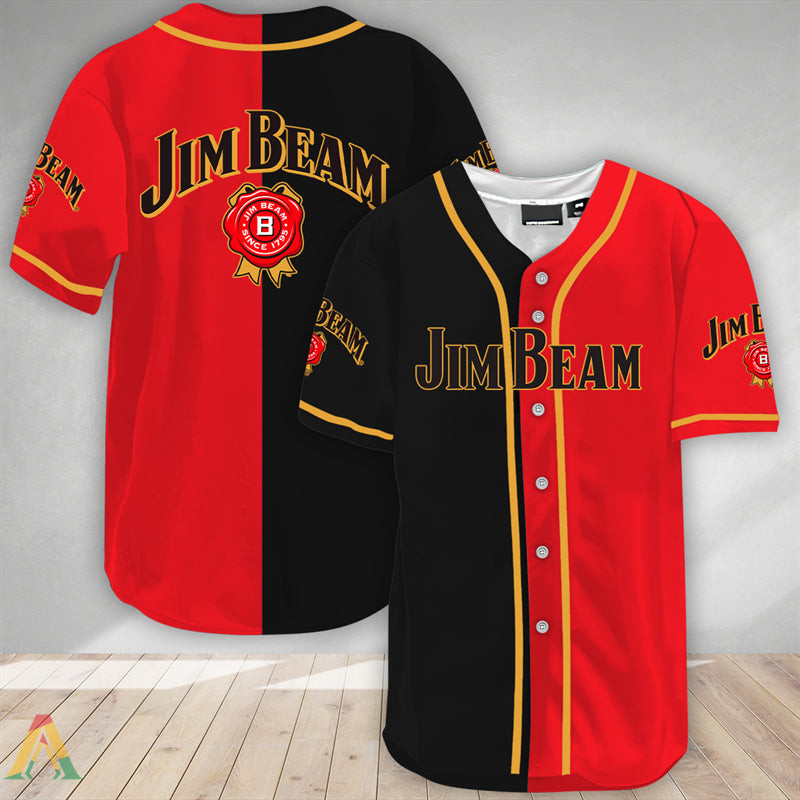 Buildercar - Black And Red Split Jim Beam Baseball Jersey