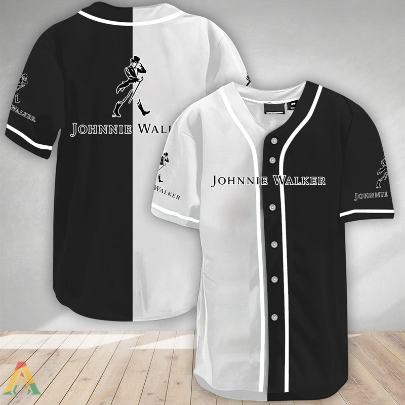 Buildercar - Black And White Split Johnnie Walker Baseball Jersey