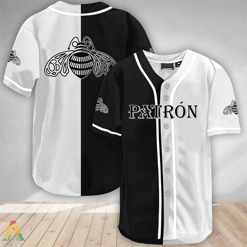 Buildercar - Black And White Split Patron Tequila Baseball Jersey