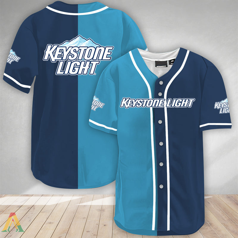Buildercar - Blue And Navi Split Keystone Light Baseball Jersey