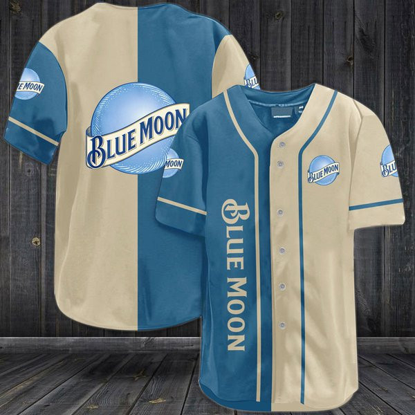 Buildercar - Blue Beige Blue Moon Beer Baseball Jersey
