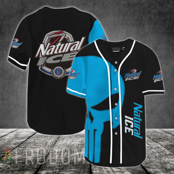 Buildercar - Blue Skull Natural Ice Baseball Jersey