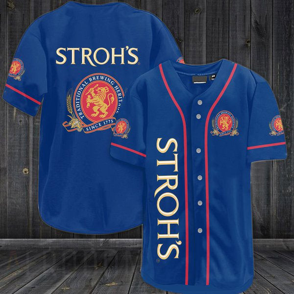 Buildercar - Blue Stroh's Brewery Baseball Jersey
