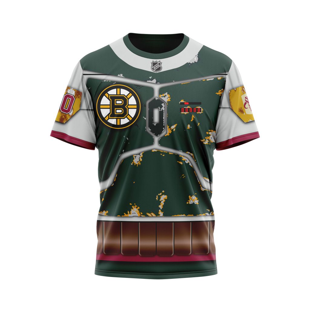 Buildercar - Boston Bruins feat Boba Fett's Armor Design For Star Wars Fourth Of July Personalized Name And Number T-Shirt